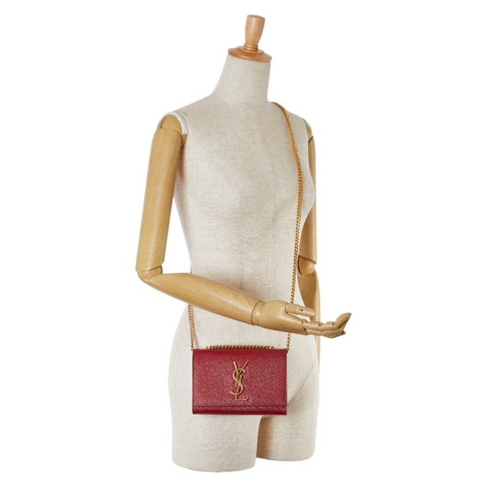 Saint Laurent KATE Chain Shoulder Bag 354121 Red Leather Women's SAINT LAURENT - Picture 7 of 7